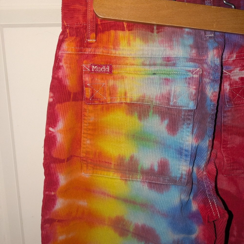 Vintage Mudd Jeans Tie Die Colorful Tie-Dye Flare Corduroy Jeans - Picture 4 of 5